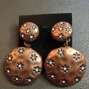 Elegant Floral Bronze Clip-On Earrings